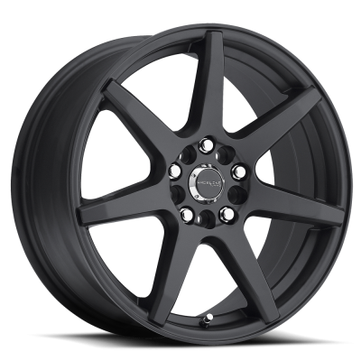 Aluminum Wheels 18x7.5 Evo 131B Satin Black 7 Spoke 42 Offset 5 on 100/5 on 114.3 Bolt Pattern 72.62 Bore Raceline