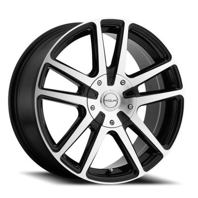 Aluminum Wheels 16x7 Encore 145M Machined Face Black Split Spoke 40 Offset 5 on 108/5 on 114.3 Bolt Pattern 72.62 Bore Raceline