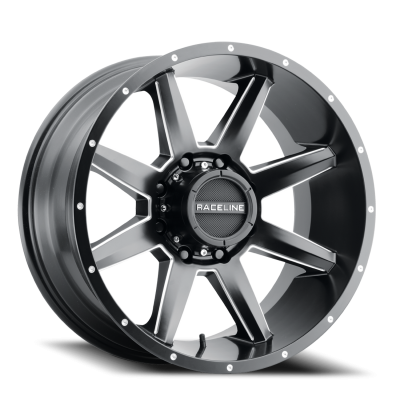 Aluminum Wheels 20x9 Stryker 954M Milled-Dimples Satin Black 0 Offset 5 on 127 Bolt Pattern 78.1 Bore Raceline
