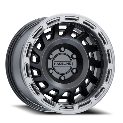 Aluminum Wheels 17x8.5 Halo 957BS Satin Black Silver Ring 0 Offset 5 on 127 Bolt Pattern 78.1 Bore Raceline