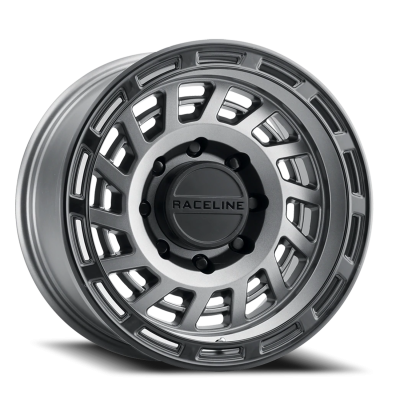 Aluminum Wheels 17x8.5 Halo 957GB Gunmetal Gray Black Ring 0 Offset 5 on 127 Bolt Pattern 78.1 Bore Raceline