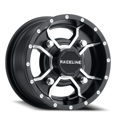 Aluminum Wheels 12x7 Mamba UTV A77 Machined Spokes Satin Black 10 Offset 4 on 110 Bolt Pattern Raceline