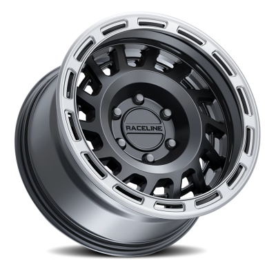 Aluminum Wheels 18x9 Halo 957BS Satin Black Silver Ring -12 Offset 6 on 139.7 Bolt Pattern 106.1 Bore Raceline