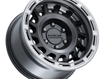 Aluminum Wheels 17x8.5 Halo 957BS Satin Black Silver Ring 0 Offset 5 on 127 Bolt Pattern 78.1 Bore Raceline