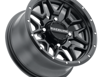 Aluminum Wheels 14x7 Krank Simulated Beadlock UTV A94B Satin Black 10 Offset 4 on 110 Bolt Pattern Raceline