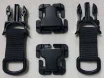 PALS/MOLLE D-Ring Acetal Every Which Way Quick Side Release Buckle Kit Pair Black Bartact