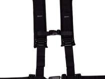2 x 2 Inch Automotive Style Buckle 4 Point Harness w/ Removable Shoulder Pads and Loop Storage Black Bartact